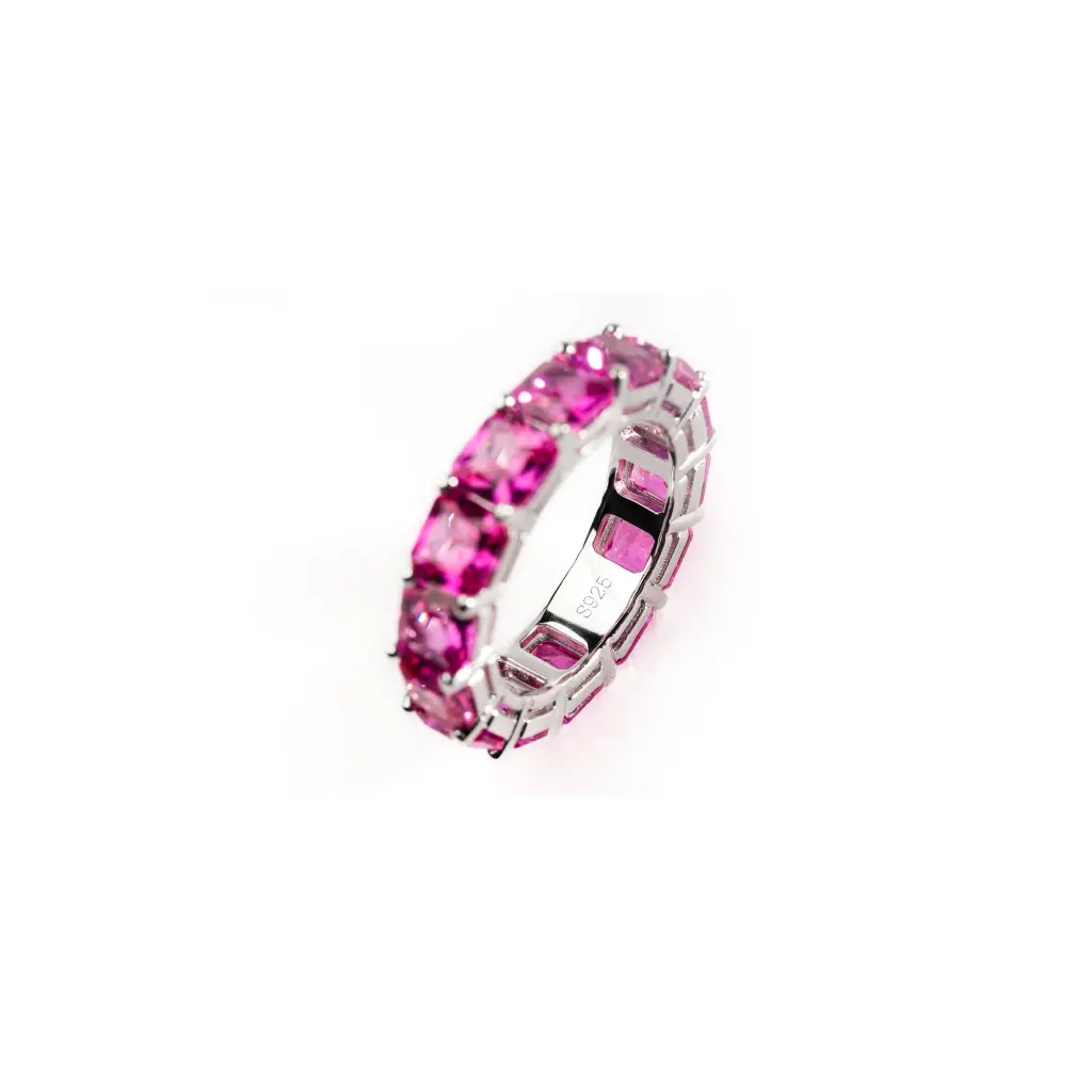 Tennis ring with pink gemstones - POISON