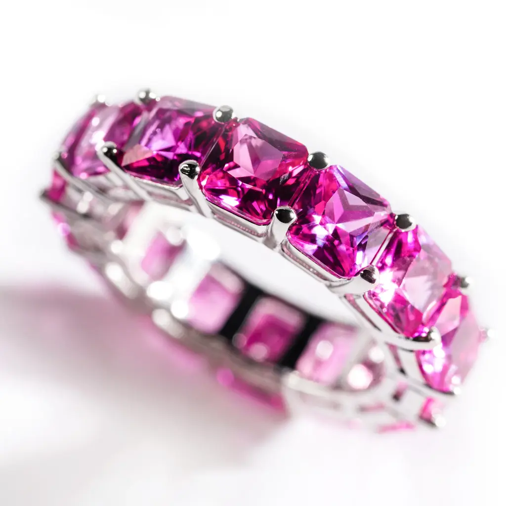 Tennis ring with pink gemstones - POISON