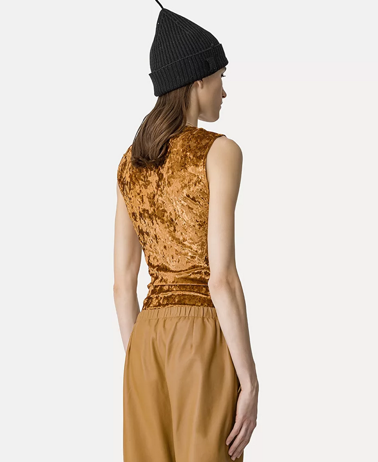 Sleeveless Bodysuit in Shimmering Stretch Velvet - Forte Forte