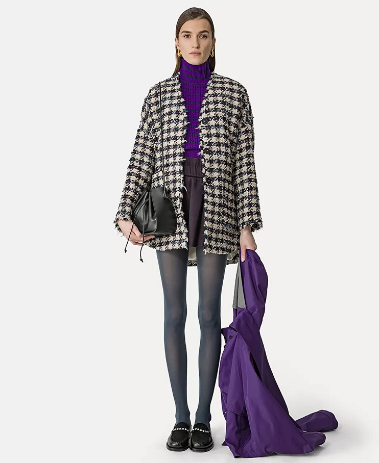 High–Neck Waistcoat in Striped Merino Wool - Forte Forte
