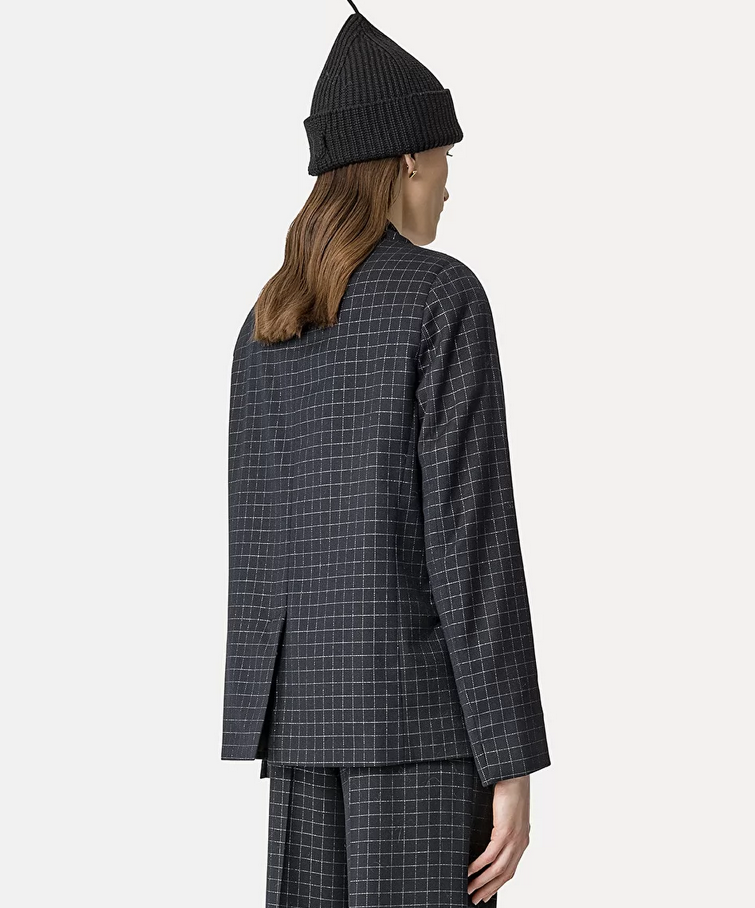 Boxy Jacket in Silver–Check Batavia - Forte Forte