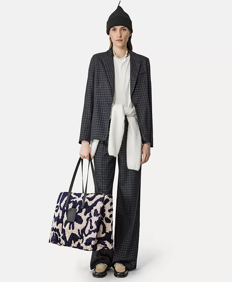 Boxy Jacket in Silver–Check Batavia - Forte Forte