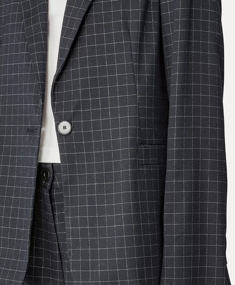 Boxy Jacket in Silver–Check Batavia - Forte Forte