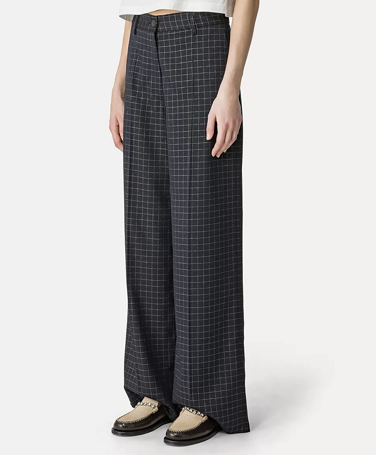 Tailored Trousers in Silver–Check Batavia - Forte Forte