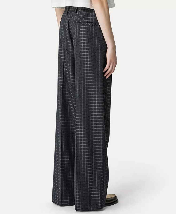 Tailored Trousers in Silver–Check Batavia - Forte Forte
