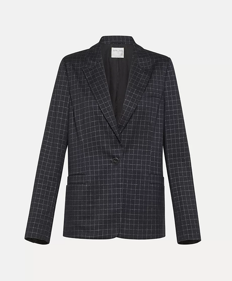 Boxy Jacket in Silver–Check Batavia - Forte Forte
