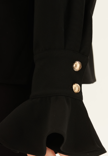 CHARLIE ruffle sleeve shirt, black crepe - MARTIN MARTIN