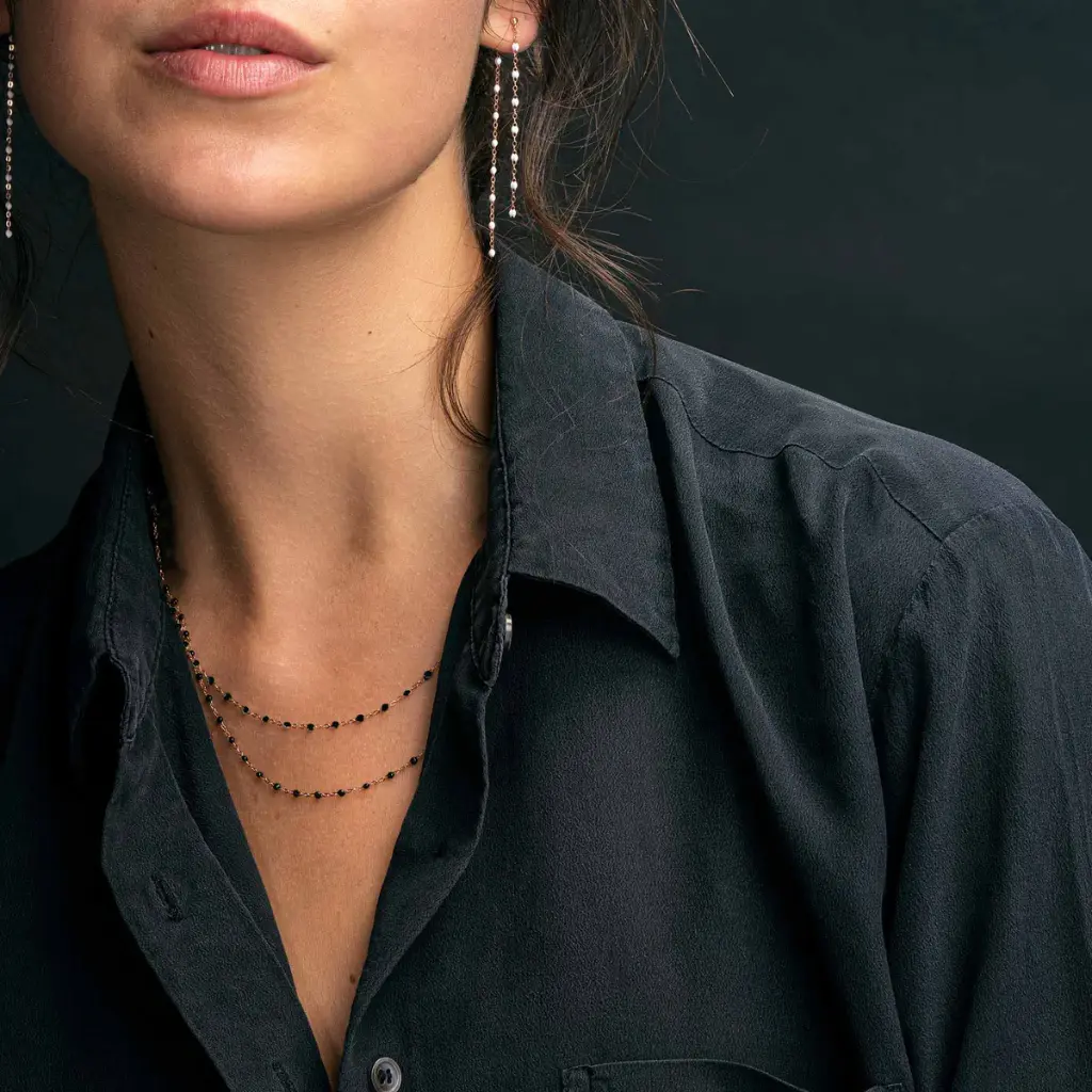 Classic Gigi Necklace 18ct Rose Gold BLACK 60cm - GIGI CLOZEAU