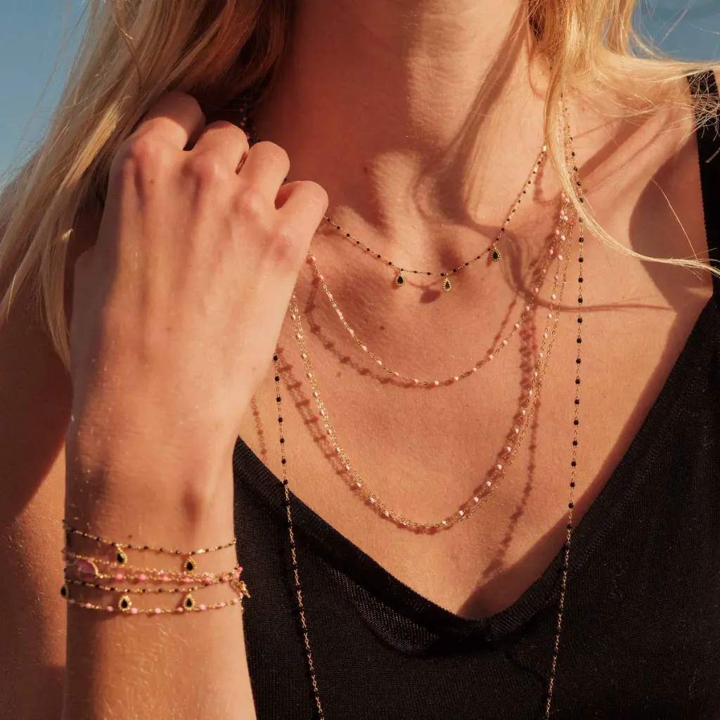 Classic Gigi BLACK Necklace 18ct Rose Gold 86cm - GIGI CLOZEAU