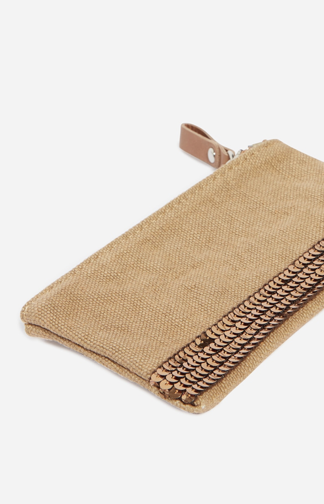 Small Zipped Clutch Linen & Sequins Jute - VANESSA BRUNO