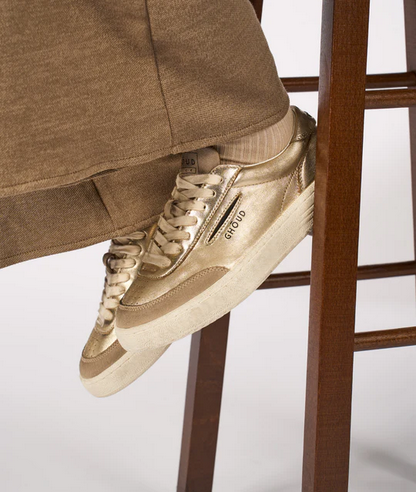 Lido Low in Gold Laminated Leather - GHOUD VENICE 