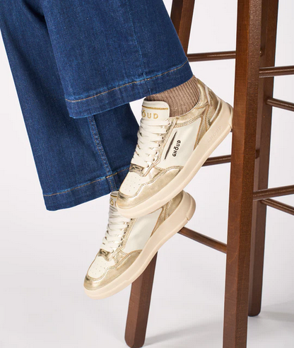 Tweener Brushed Low in Treated Soft Leather Gold/White - GHOUD VENICE 
