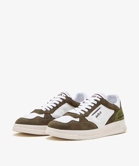 Tweener Low Man - Leather/Suede White/Military - GHOUD VENICE  
