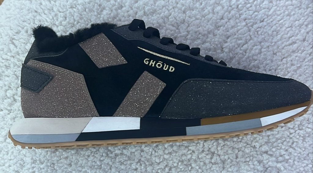 Rush Multi Starlight Suede/Glitter/Fur Black/Bronze  - GHOUD VENICE