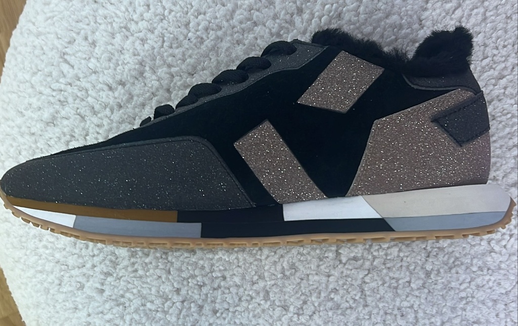 Rush Multi Starlight Suede/Glitter/Fur Black/Bronze  - GHOUD VENICE