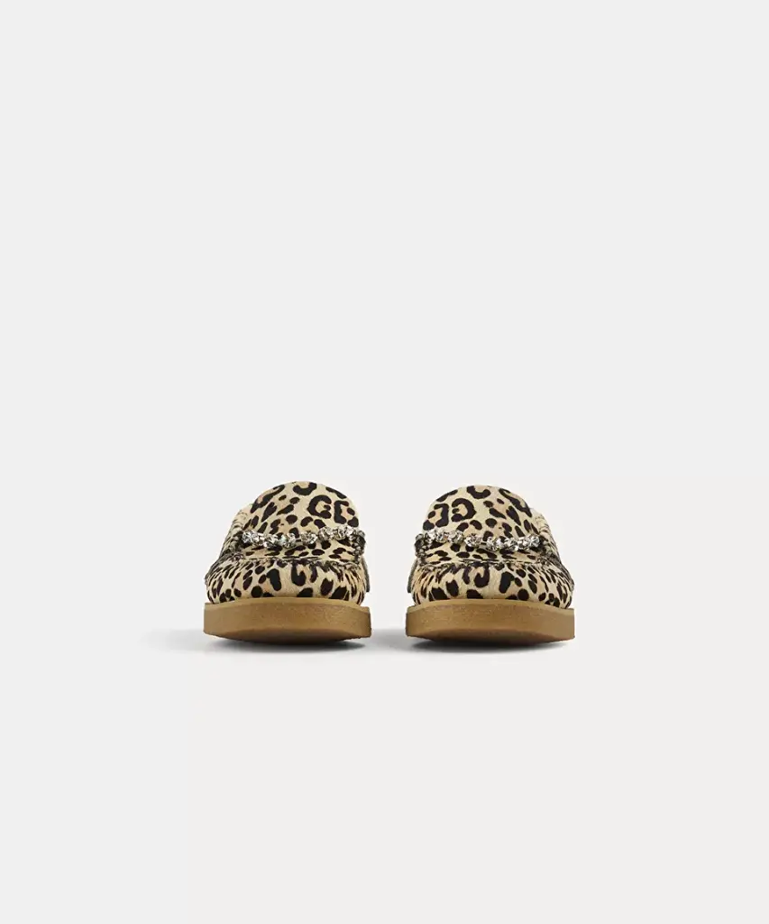 Animalier print leather mocassin with crystal - SEBAGO X FORTE FORTE