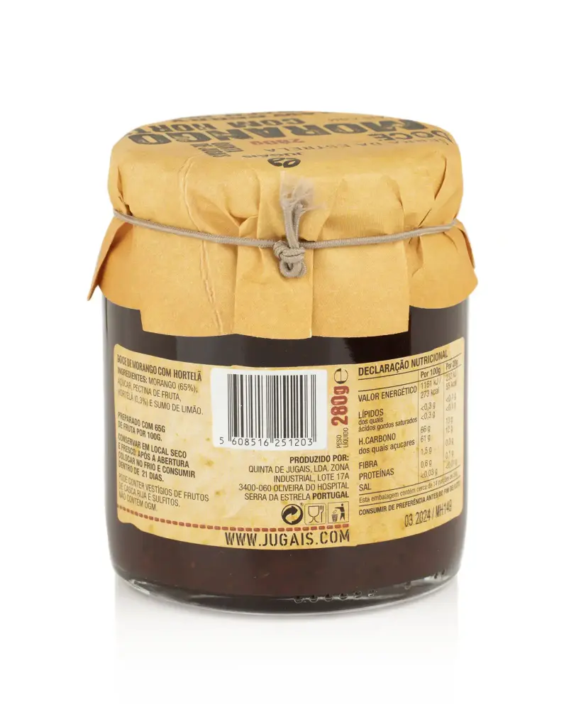 Strawberry and Mint Jam 280g - Quinta de Jugais