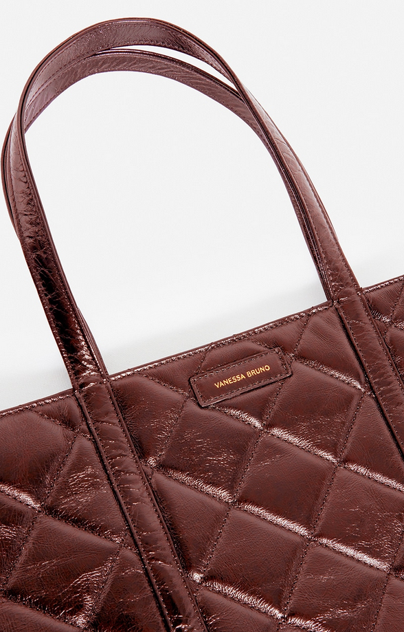 Quilted Leather XL Cabas Tote Chocolate - VANESSA BRUNO