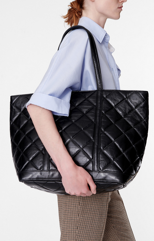 Quilted Leather XL Cabas Tote Black - VANESSA BRUNO