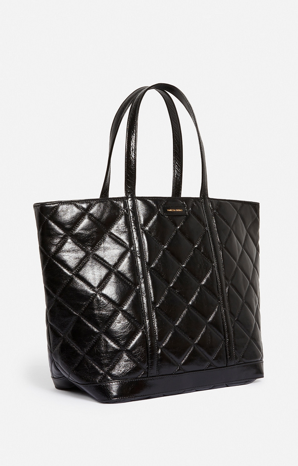 Quilted Leather XL Cabas Tote Black - VANESSA BRUNO