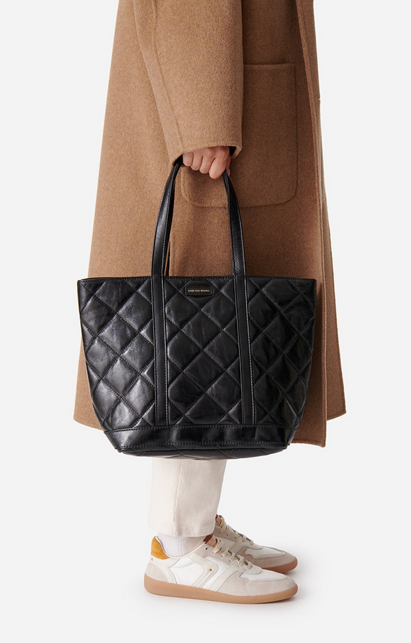 Quilted Leather XL Cabas Tote Black - VANESSA BRUNO