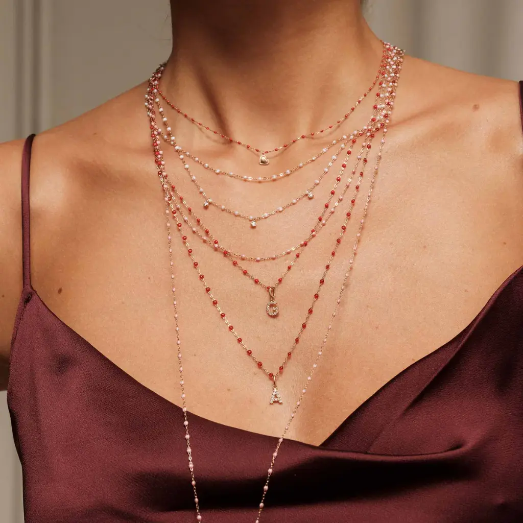 Classic Gigi POPPY RED Necklace 18ct Rose Gold 50cm - GIGI CLOZEAU