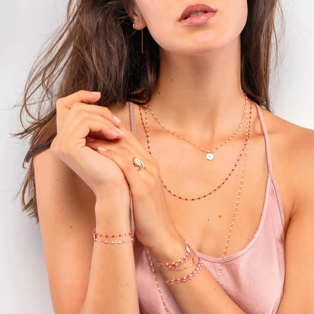 Classic Gigi POPPY RED Necklace 18ct Rose Gold 50cm - GIGI CLOZEAU