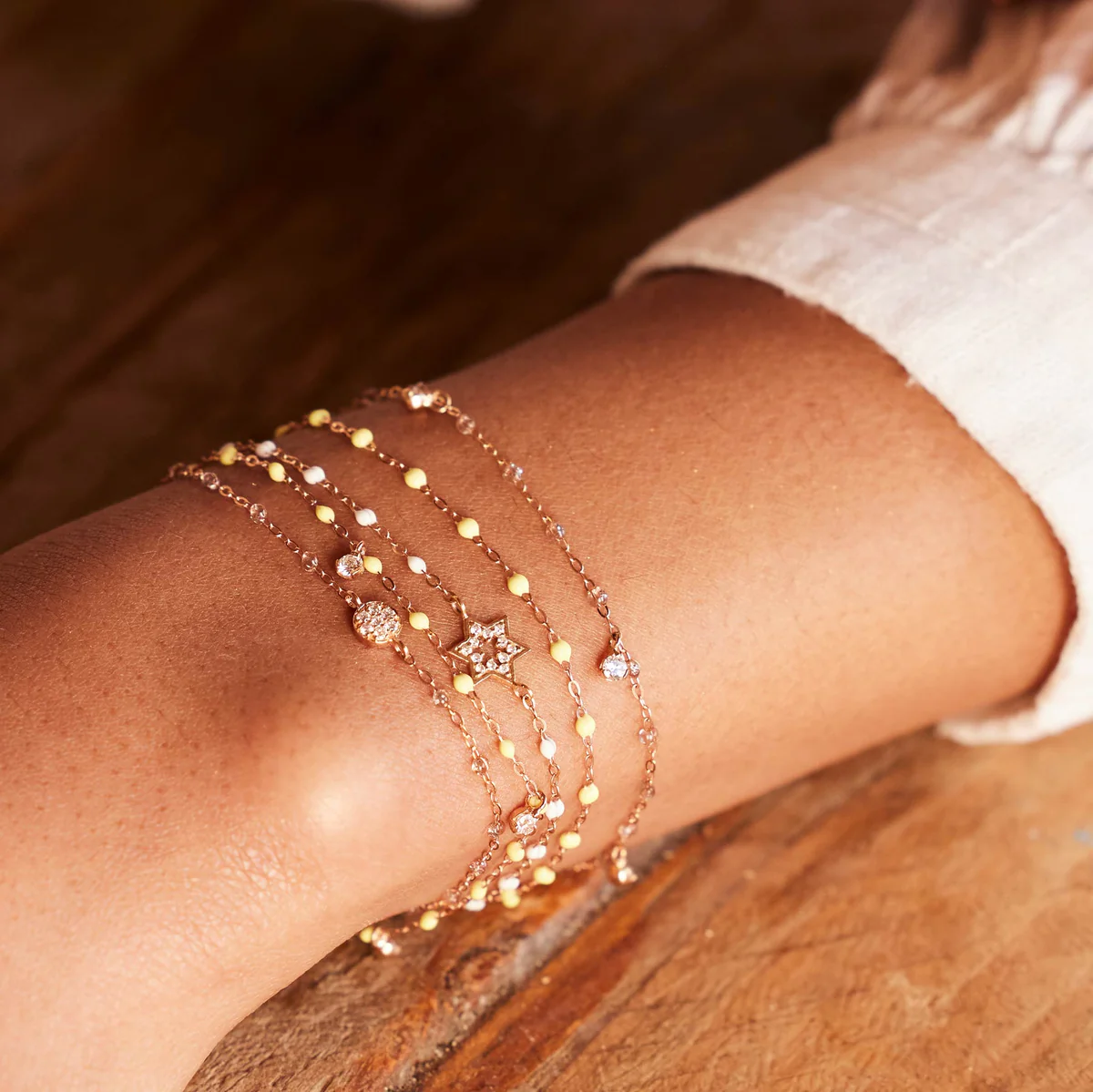 Puce Bracelet Sparkle 18ct Rose Gold 17cm - GIGI CLOZEAU 