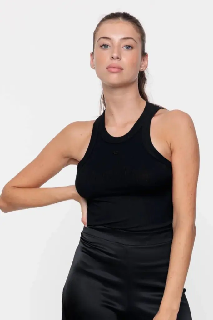 Black VV Cotton Tank Top - VANNINA VESPERINI   