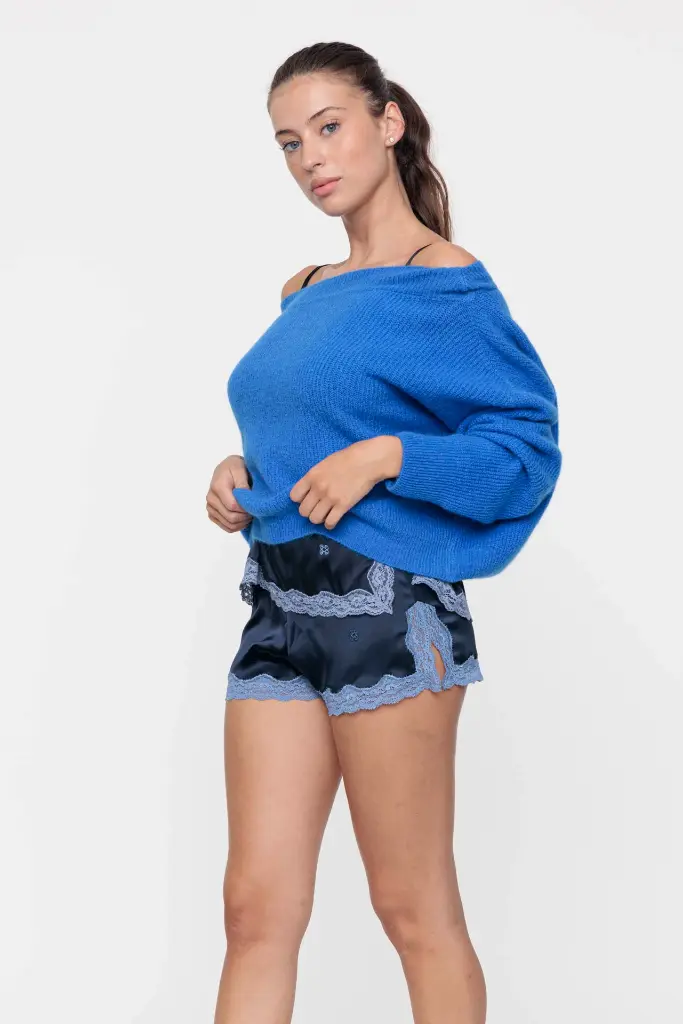 Knitted sweater with boat neck and long sleeves Magicblu - VANNINA VESPERINI  
