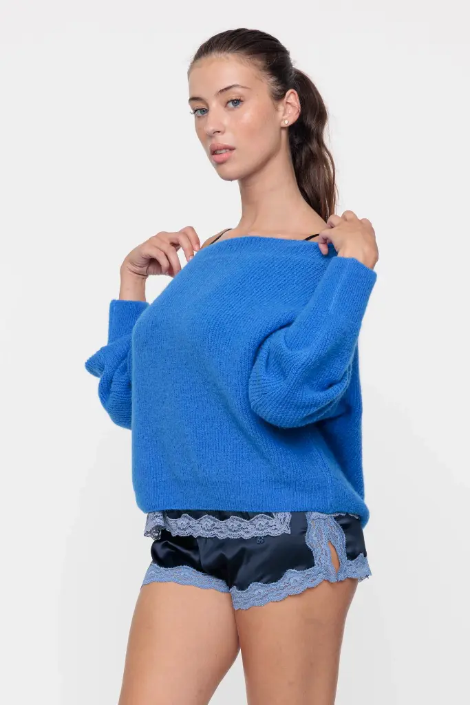 Knitted sweater with boat neck and long sleeves Magicblu - VANNINA VESPERINI  