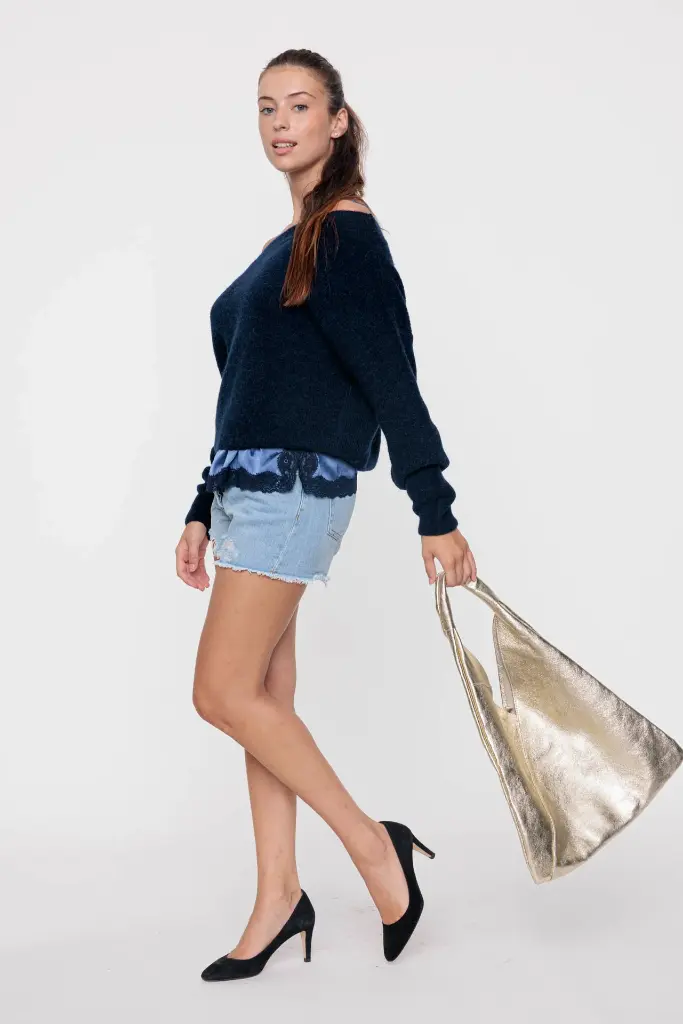 Knitted sweater with boat neck and long sleeves Ocean - VANNINA VESPERINI  