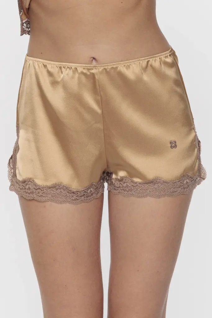 VANNINA VESPERINI - Silk Boxer Shorts Vison/Café 