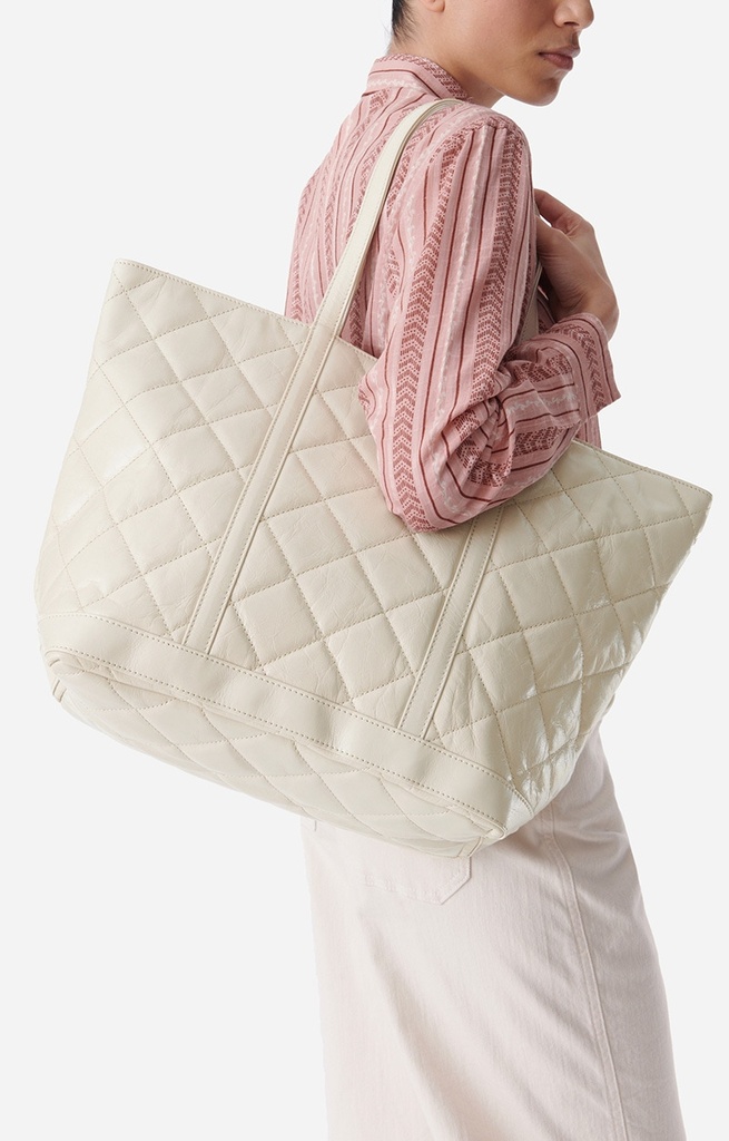 VANESSA BRUNO - Quilted Leather M Cabas Tote Sand 
