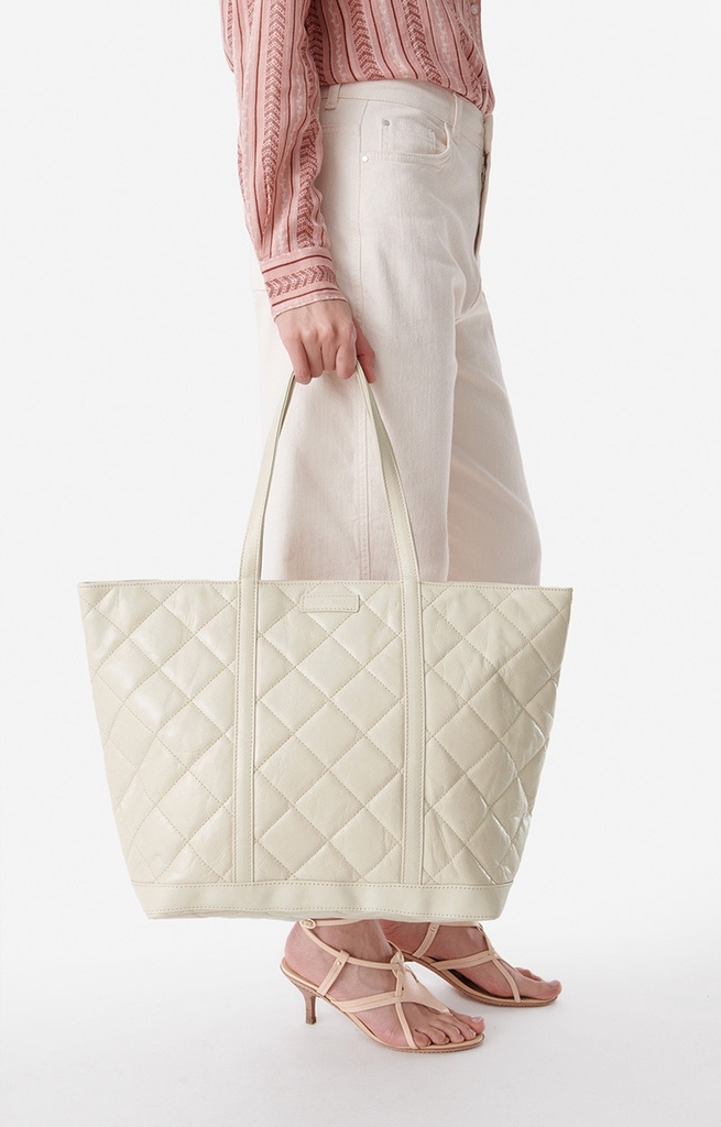 VANESSA BRUNO - Quilted Leather M Cabas Tote Sand 