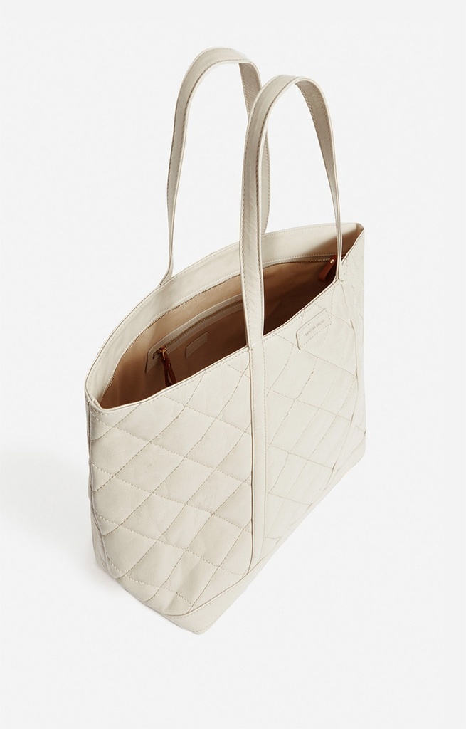 VANESSA BRUNO - Quilted Leather M Cabas Tote Sand 