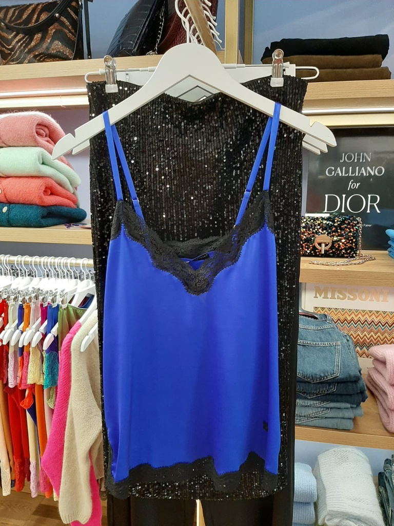 Silk Camisole, the Original, Magicblu/Black - VANNINA VESPERINI