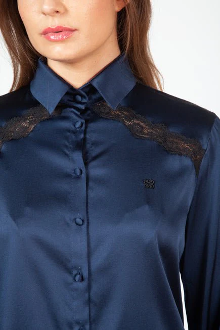 Silk Shirt Ocean - Black VANNINA VESPERINI