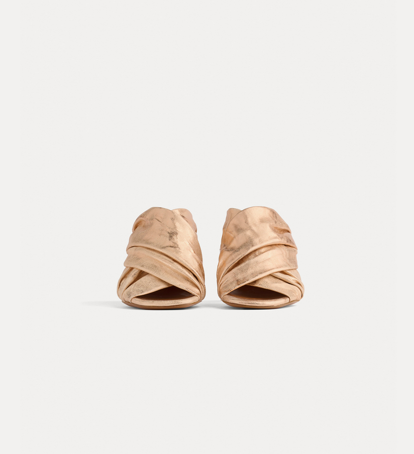 FORTE FORTE - Heeled Laminated Leather Crossed Sandals