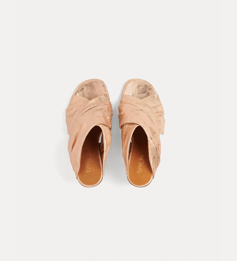 FORTE FORTE - Heeled Laminated Leather Crossed Sandals