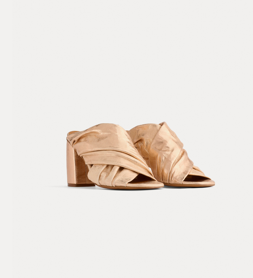 FORTE FORTE - Heeled Laminated Leather Crossed Sandals