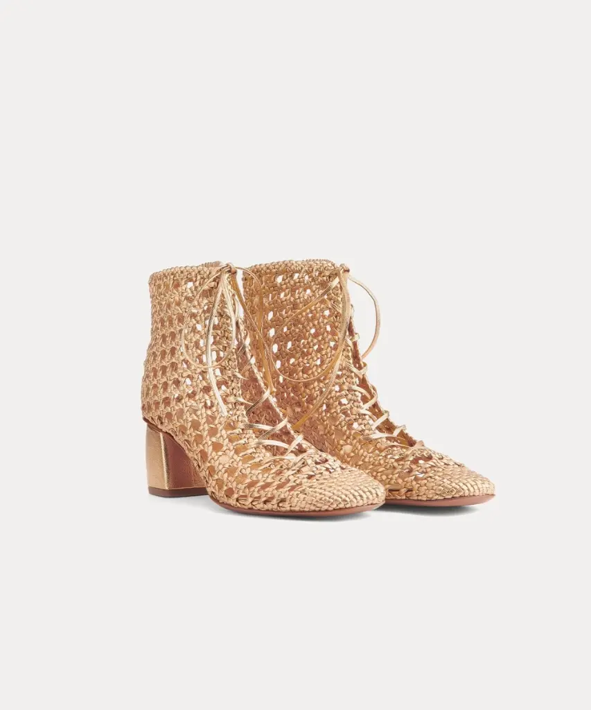 FORTE FORTE - Hand Woven Chic Ankle Boots Rose Gold