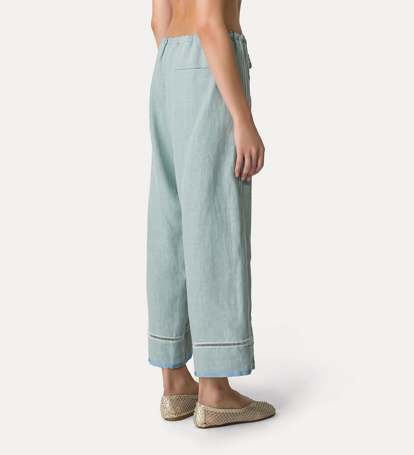 FORTE FORTE - Oniric Blossom Embroidery Linen Drawstring Pants