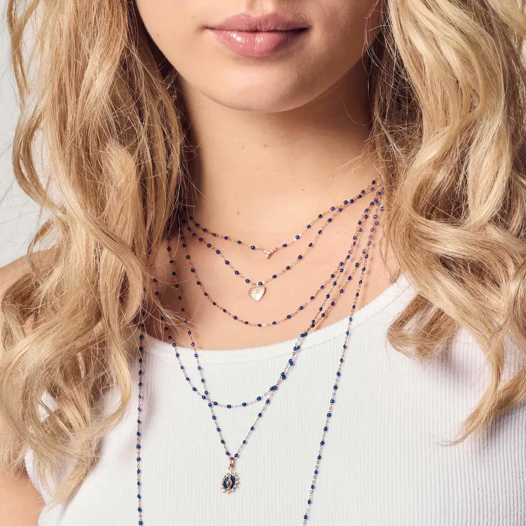 Light Heart LAPIS Diamond Necklace 18ct Rose Gold - GIGI CLOZEAU