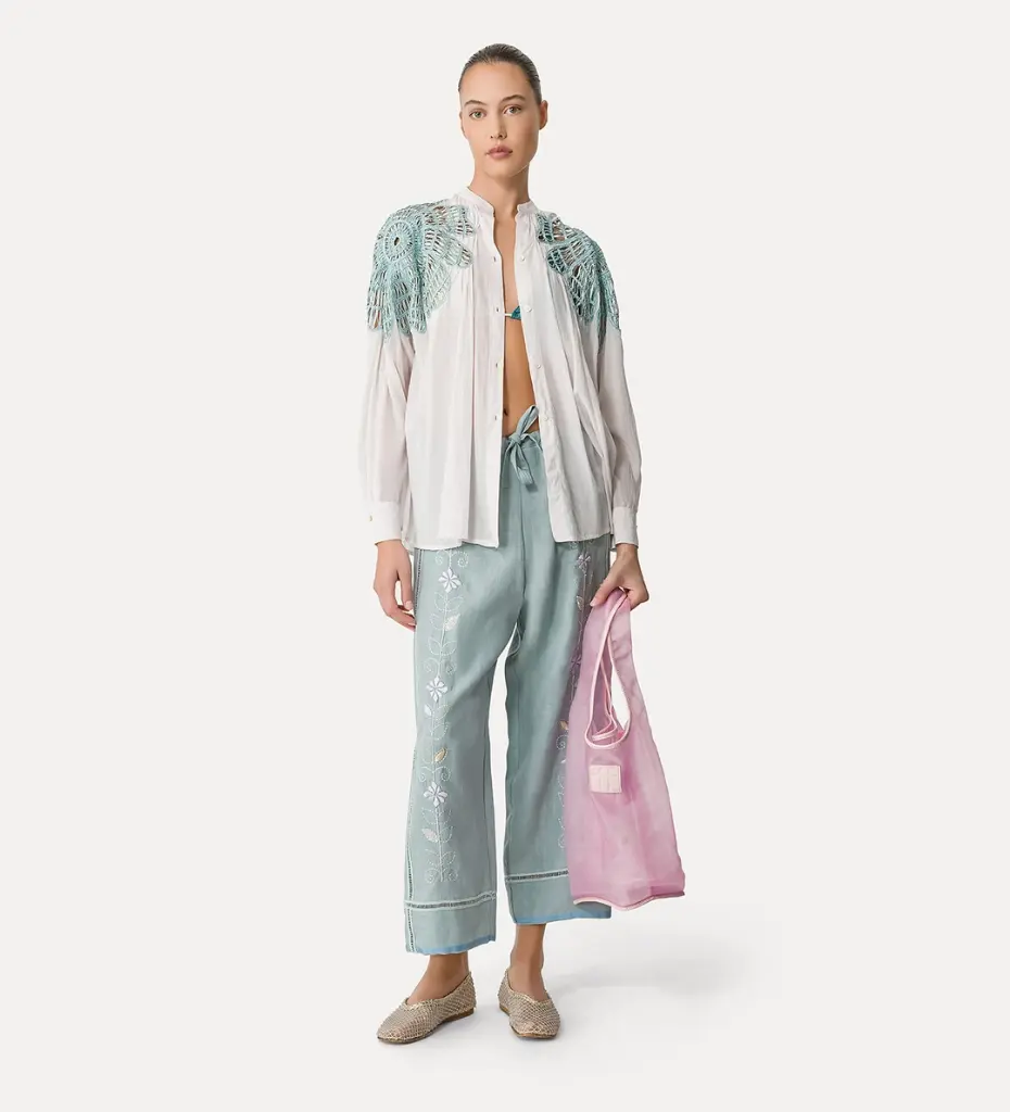 FORTE FORTE - Botanical Flower Embroidery Voile Bohemian Shirt
