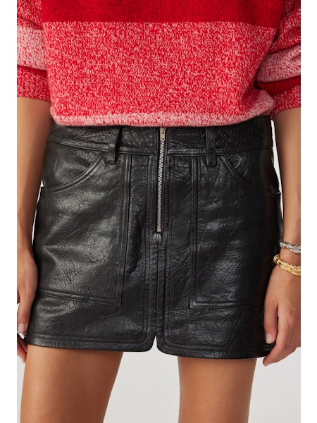 BA&SH - BALY Leather Mini Skirt