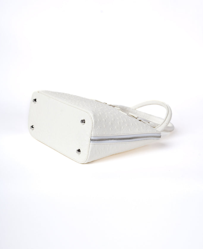 Bugatti Leather Bag Ostrich Effect White - BIDINIS BAG