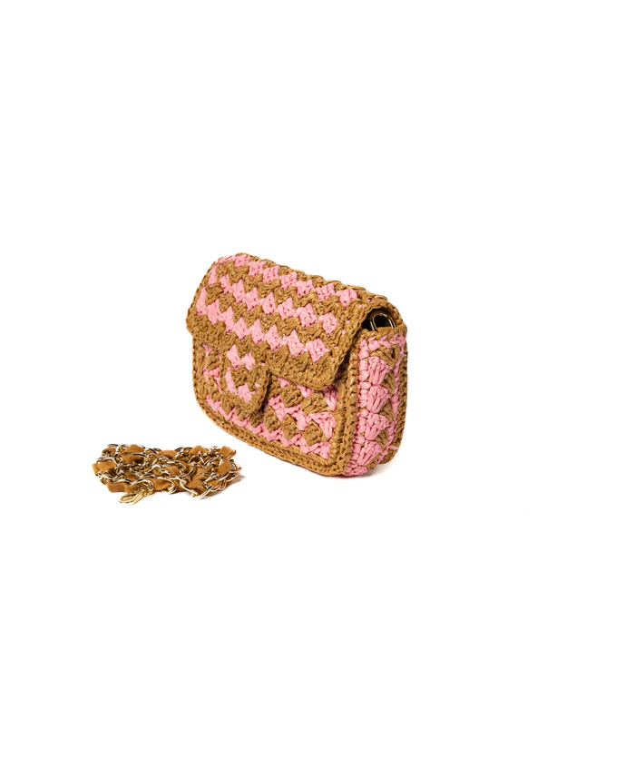 Lucrezia Bicolored Tan/Pink - BIDINIS BAGS