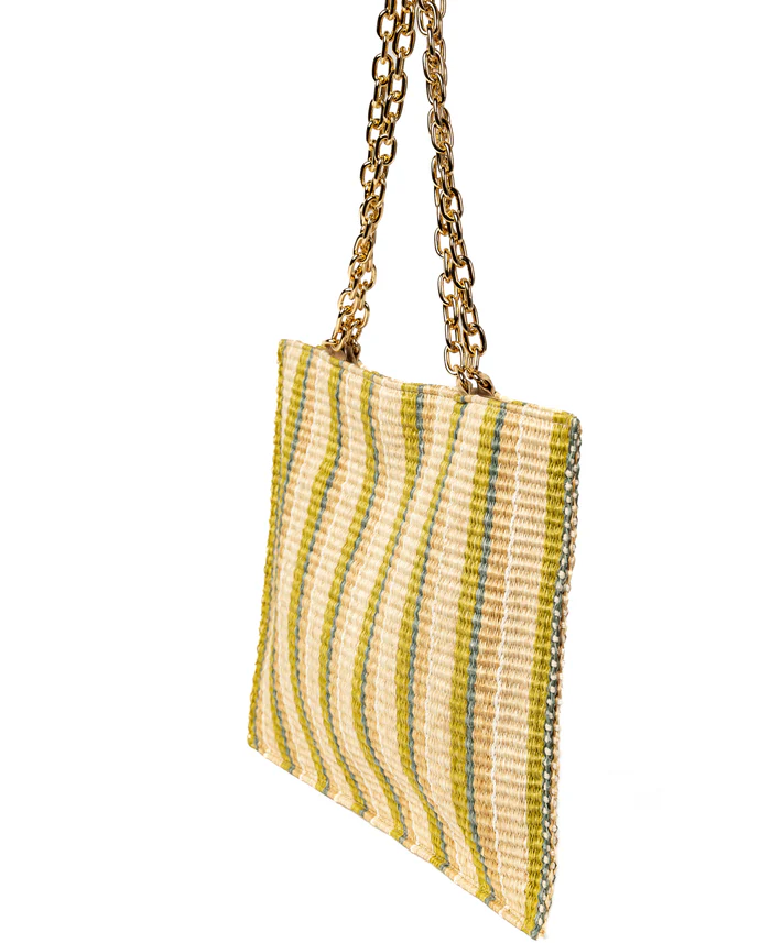 Piccarda Stripes Green with Chain - BIDINIS BAGS 