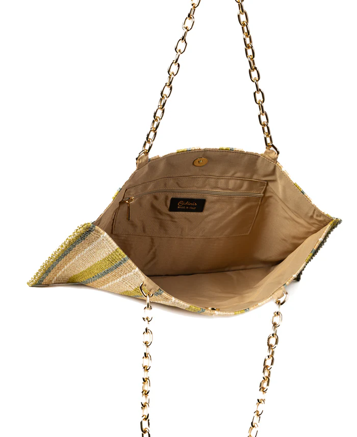 Piccarda Stripes Green with Chain - BIDINIS BAGS 